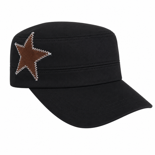 Black hat/Brown and light blue star