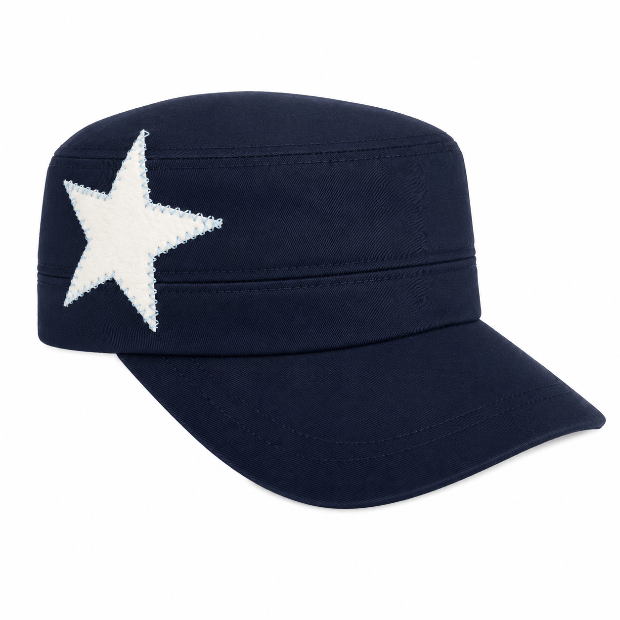 Navy blue hat/white and light blue star