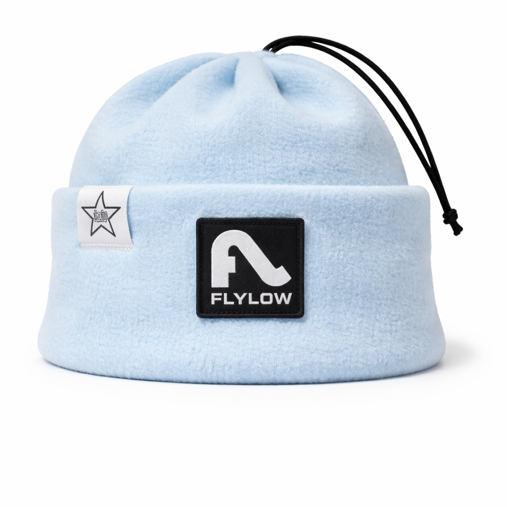 Baby Blue Flylow Hat Collapsible/Drawstring 2 in 1 (Hat turns into neck gaiter)
