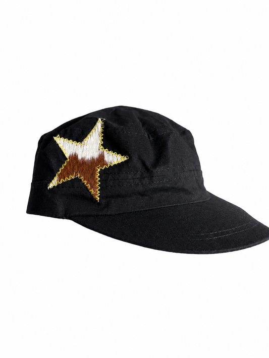 Black Hat/Cow Star/Yellow Stitching