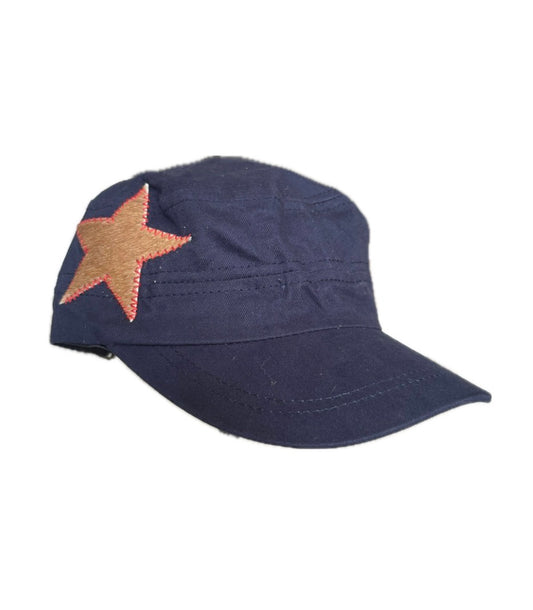 Navy Blue Hat Brown Star