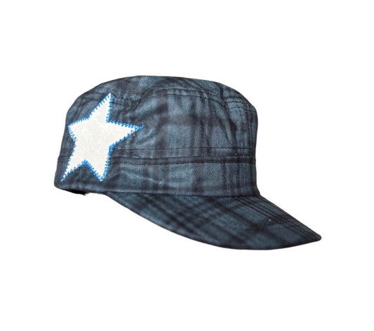 Blue plaid cadet/Blue stitching