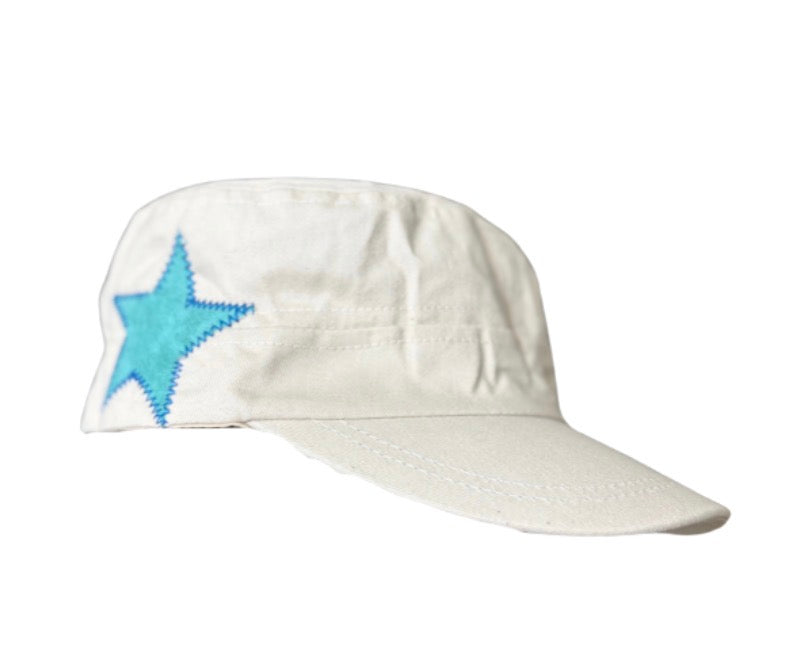 White cadet/blue stitching