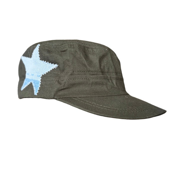Green cadet/White stitching