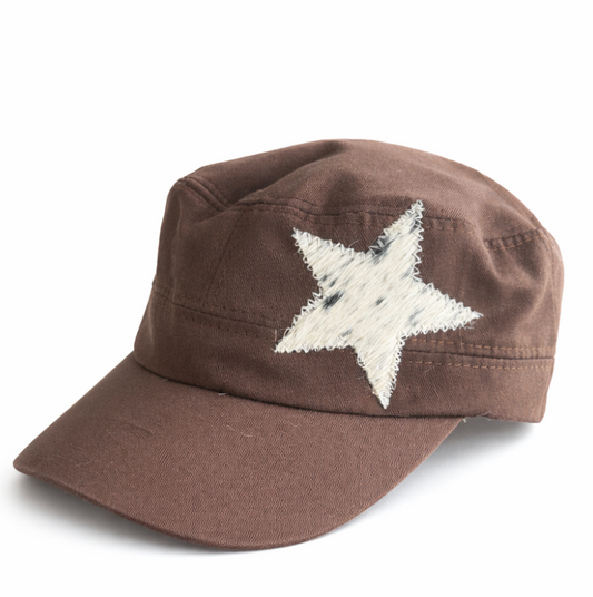 Brown/Cow Star Cadet Hat (no buckle)
