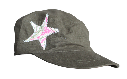 Green Cadet Hat/Pink Quilted Star