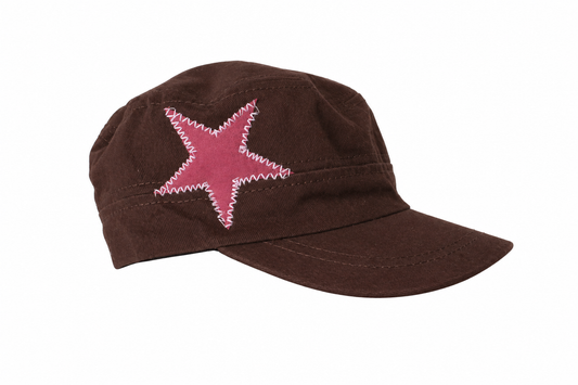 Brown Hat/Pink Suede Star/Light Pink Stitching