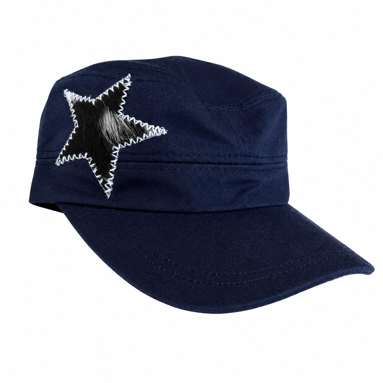 Navy Hat/Cow and light blue star